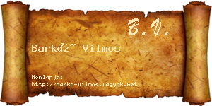 Barkó Vilmos névjegykártya